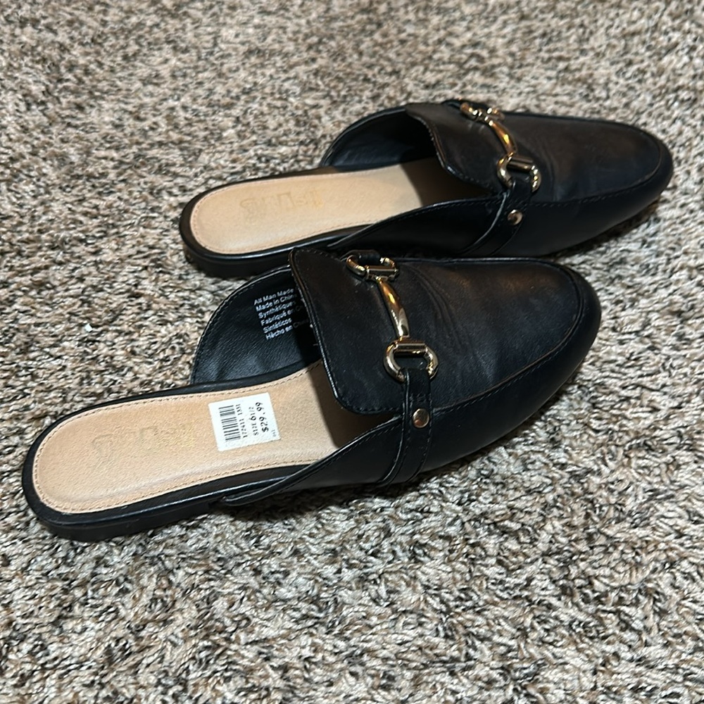 Black gold slip shoes loafers - Picture 3 of 10